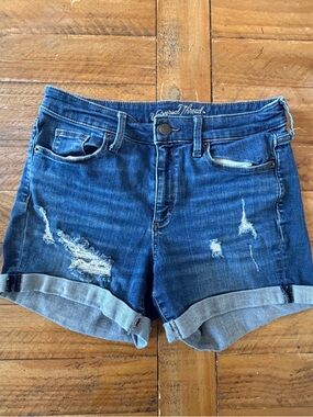 Universal Thread Distressed Roll-Cuff Denim Shorts - Blue